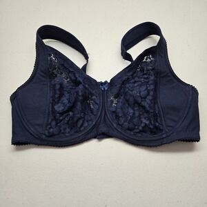 Miss Mary Women Bra 40DD Navy Blue Floral Lightly Lined Full Coverage Underwired